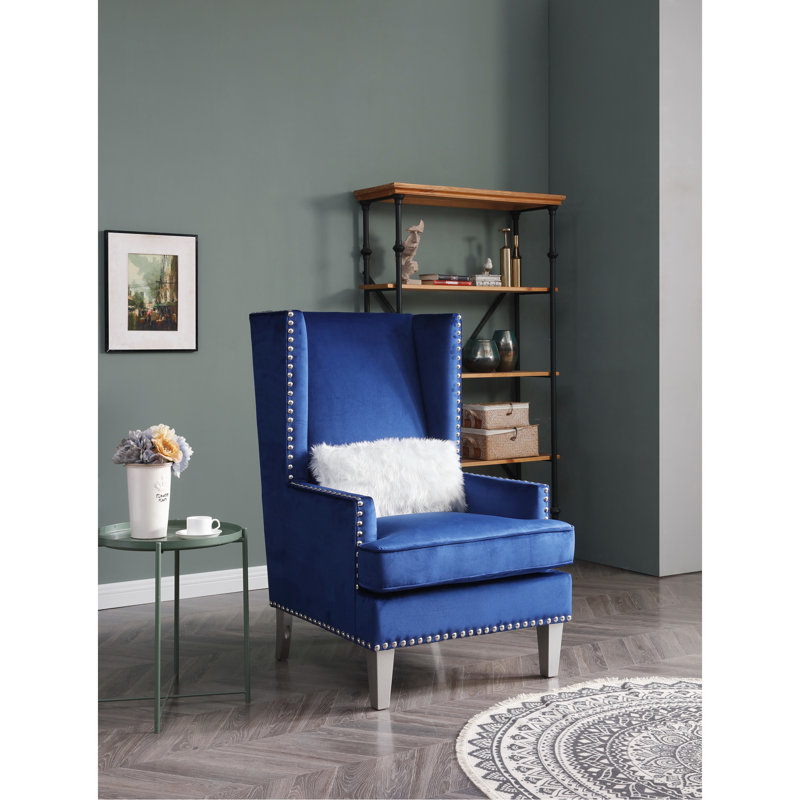 Élégante chaise longue bleue à accoudoirs carrés