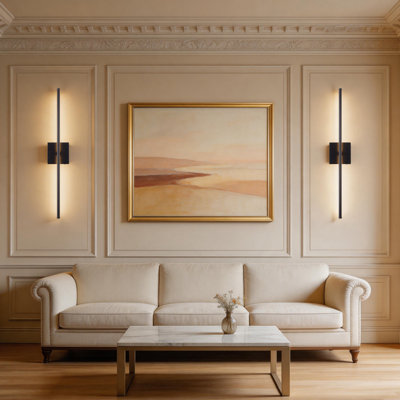 28 Inch Battery Operated Wall Sconces with Remote Control, 3000K Warm White/  Dimmable/ 350° Rotating, 2-Pack