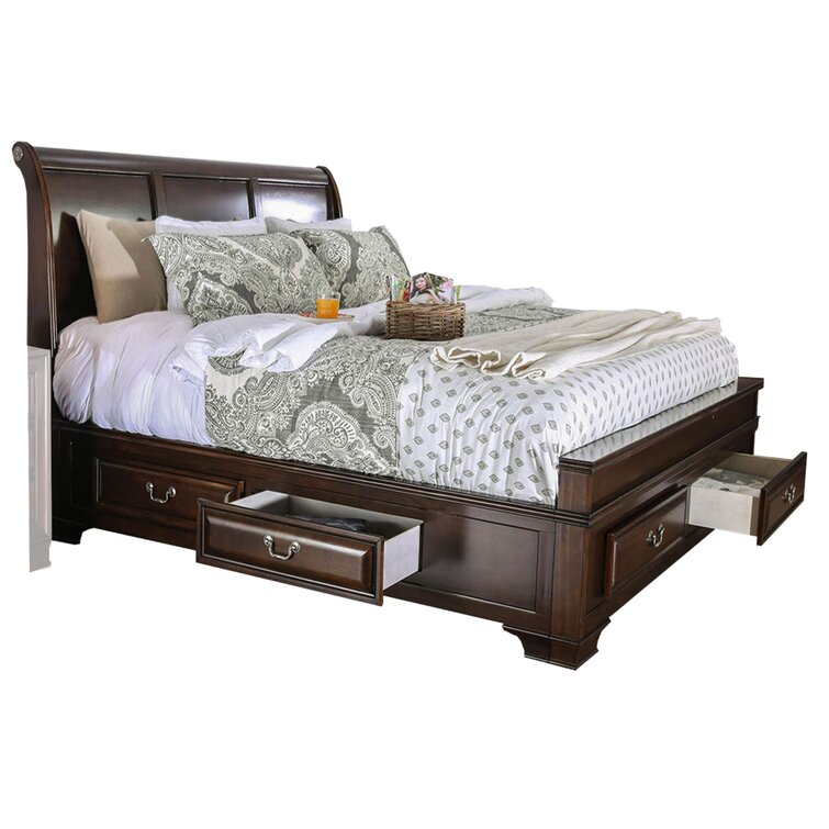 Clearance Lodge Sleigh 6 Drawer Queen Storage Bed – Quality Woods