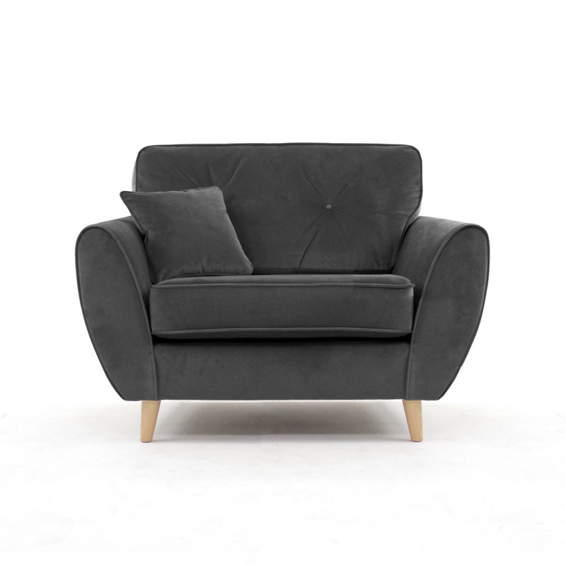 Rafe Scandi Style Velvet Loveseat, Anthracite Velvet