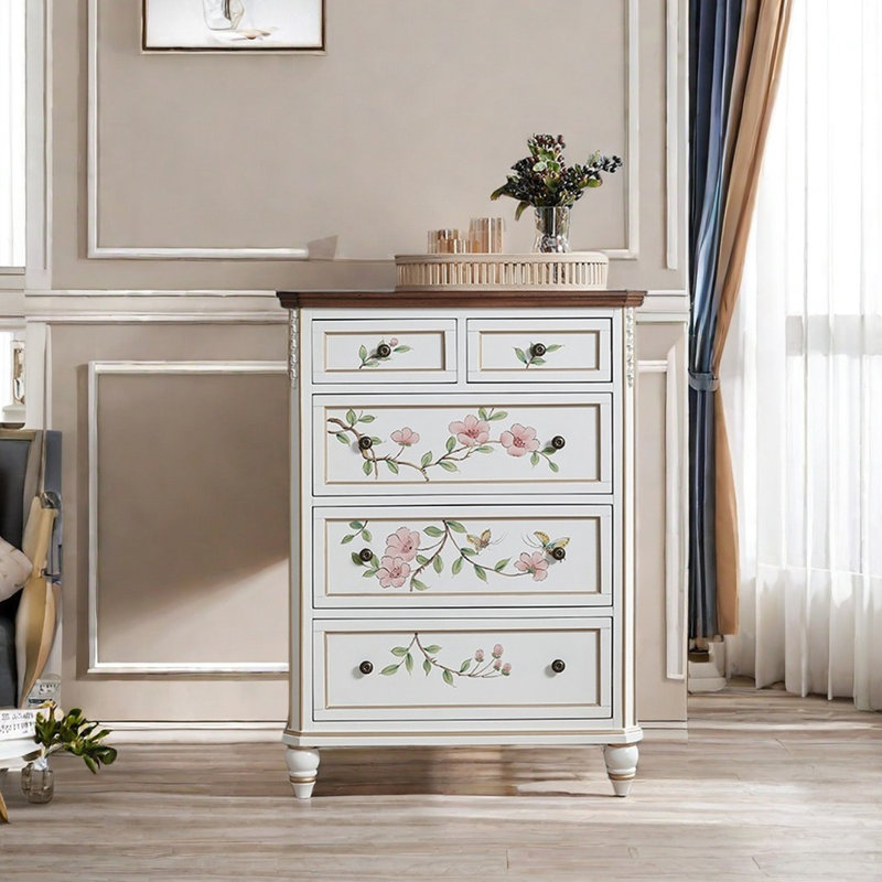 Five drawer painted multi-function accent chest