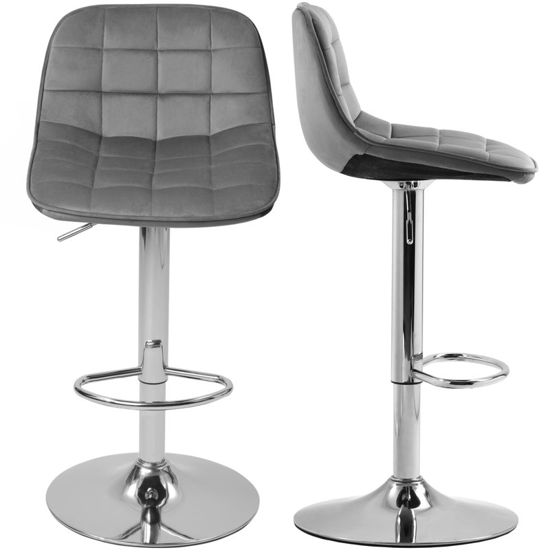 Woodrow Swivel Upholstered Adjustable Height Counter Stool with Metal Frame