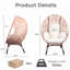 Élégant fauteuil à œufs suspendu à dossier arqué avec coussin de 8 pouces, pour une utilisation intérieure et extérieure
