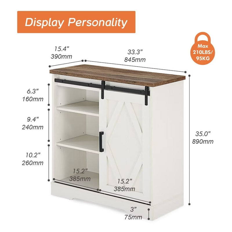Armoire décorative Yahmir, Chêne blanc