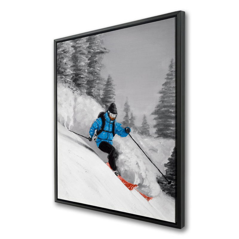 Man Skiing in Mountain - Framed Canvas Bedroom Decor