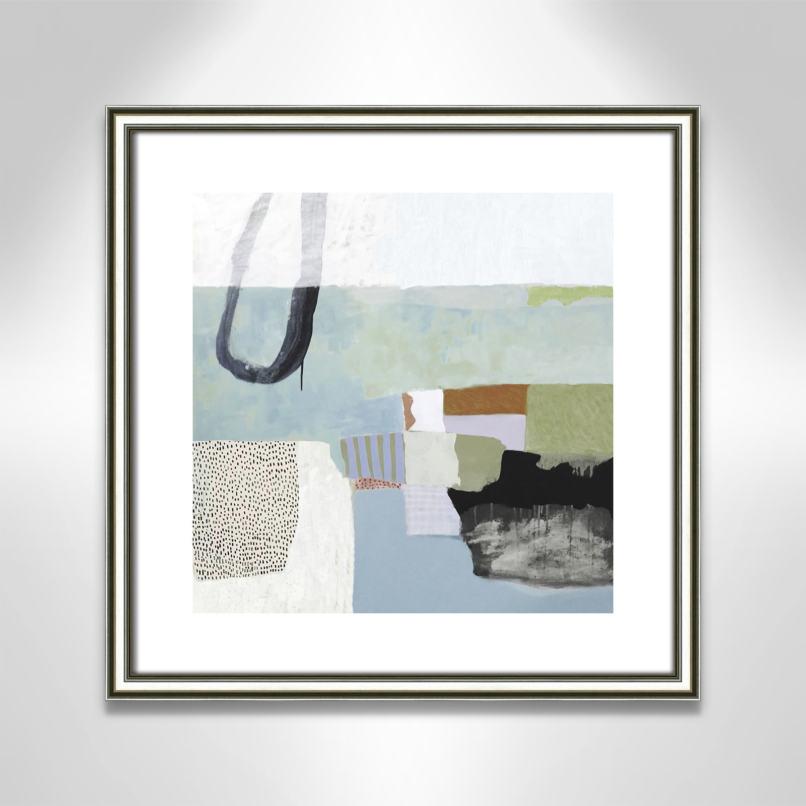 Blue Rhythm by Nathaniel Mather - Painting Print, Silver Framed Paper, White, 18.25" H x 18.25" W x 0.875" D