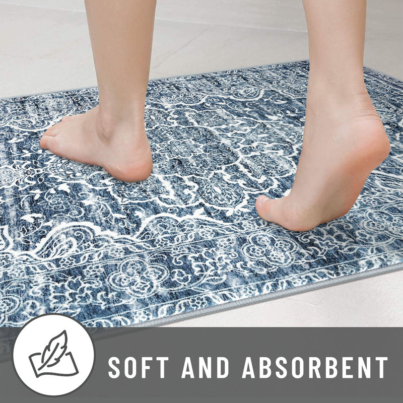 Area Rug Machine Washable Rugs with Rubber Backing for Living Room, Rectangle 2' x 3'