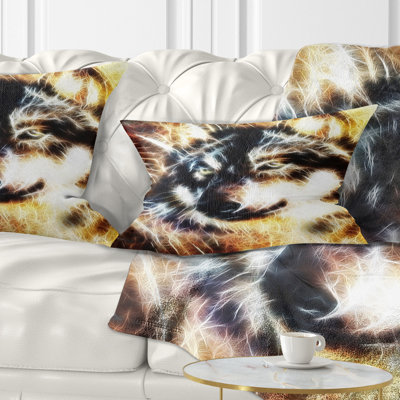 Collage loup multicolore - coussin imprimé animal