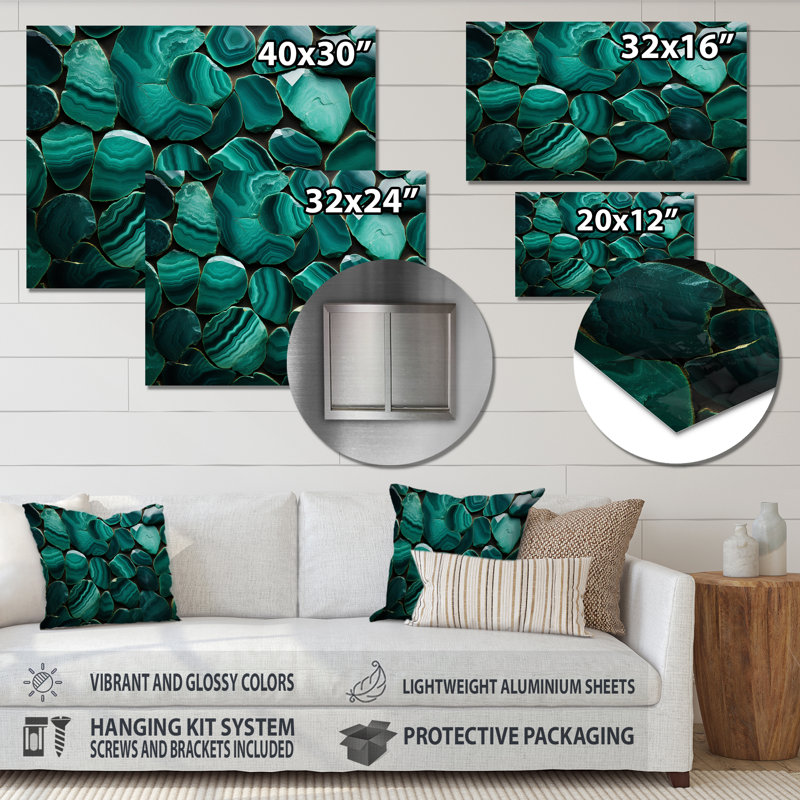 «Green Emerald Amazonite Stone Geode II» - art mural en métal en forme de géode de pierre MT136139