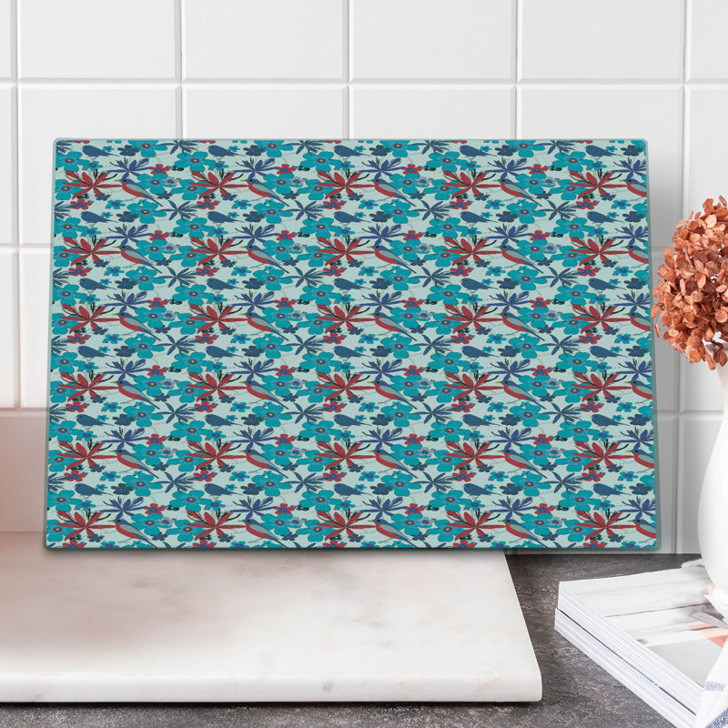 Ambesonne Birds Cutting Board Large Size Branches and Little Birds Multicolor