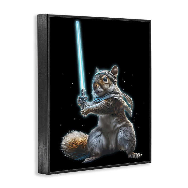 «Feel The Force Squirrel», estampe numérique, conception par Jim Baldwin, H 14 po x l 11 po, Giclée encadrée noir minuit