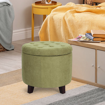 Vella 19.7" Wide Tufted Round Storage Ottoman by Winston Porter