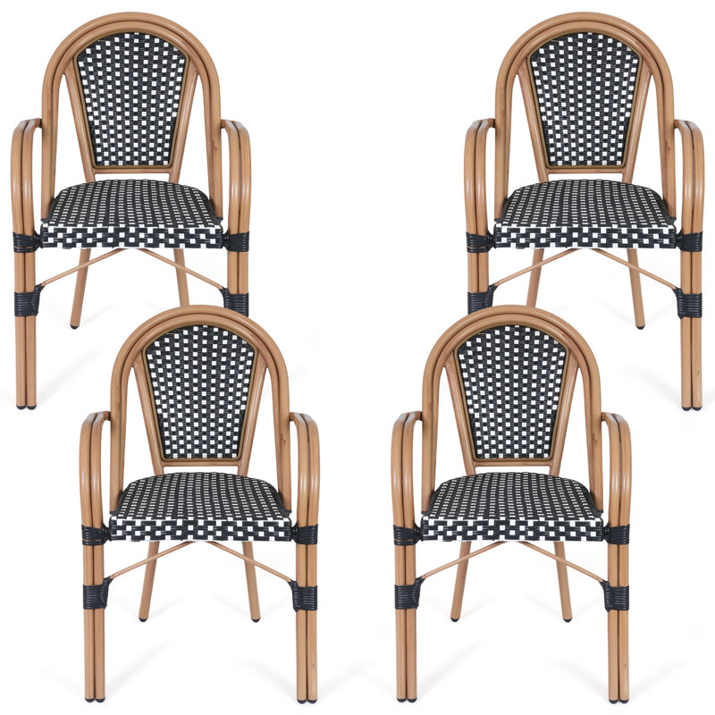 Ensemble de 4 chaises bistro French French, Blanc/Noir