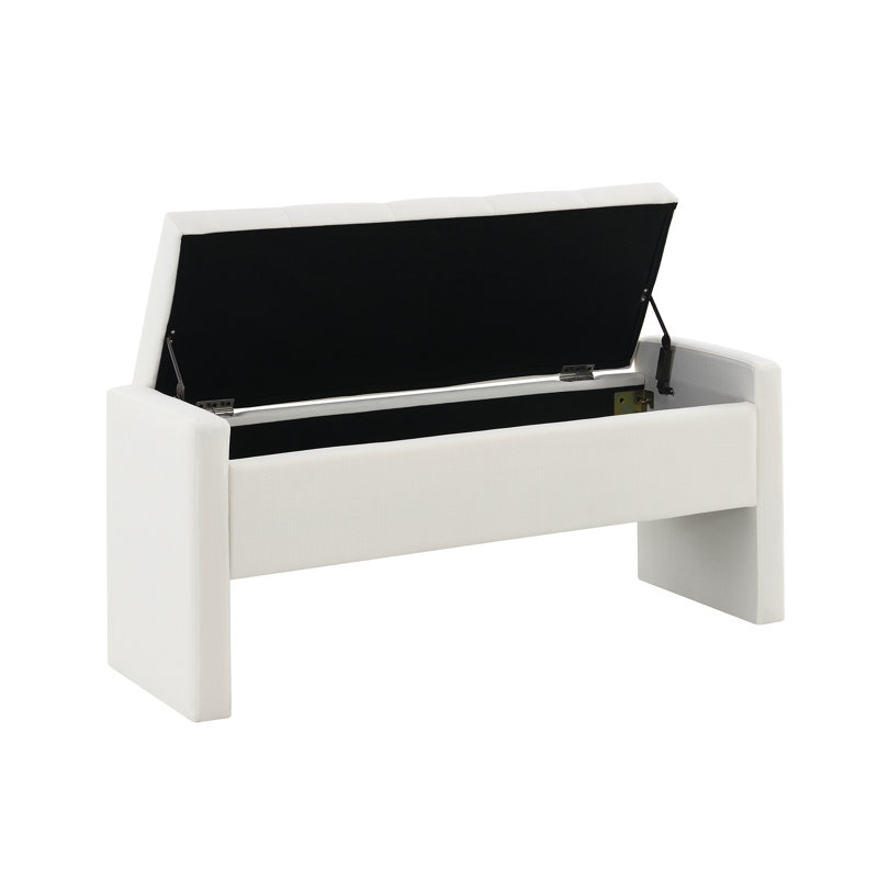 Banc de meuble-lavabo rembourré avec rangement, Blanc