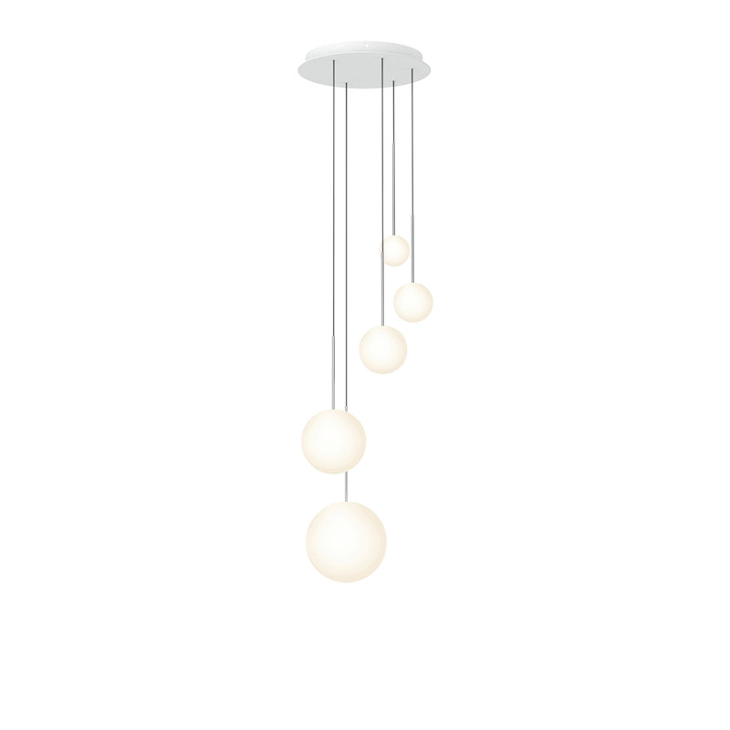 Bola Sphere Pendant Chandelier, 109" H x 17" W x 17" D, Chrome