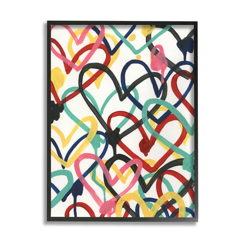 «Graffiti Rainbow Hearts Layered Love Shape Collage», art mural surdimensionné surdimensionné par June Erica Vess