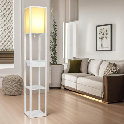 Androniki Modern Floor Lamp For Living Room With 3 Shelves and USB Ports