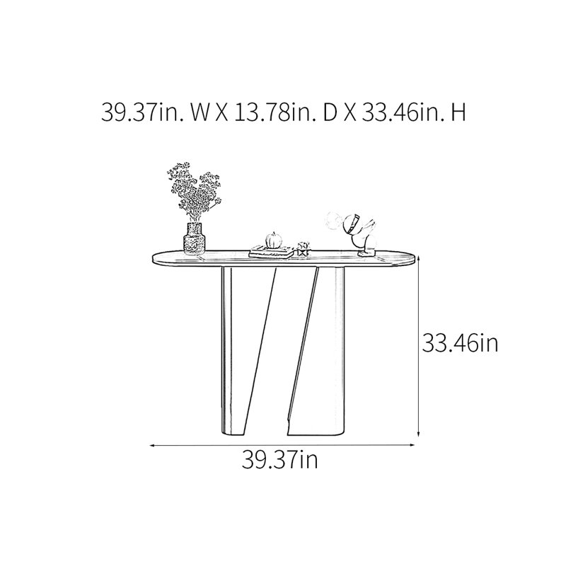 Console Modern Minimalist Art Design, H 33,46 po x l 39,37 po x P 13,78 po, Or champagne, Blanc