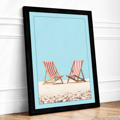 Vacant Seaside Chairs Coastal - Framed Print