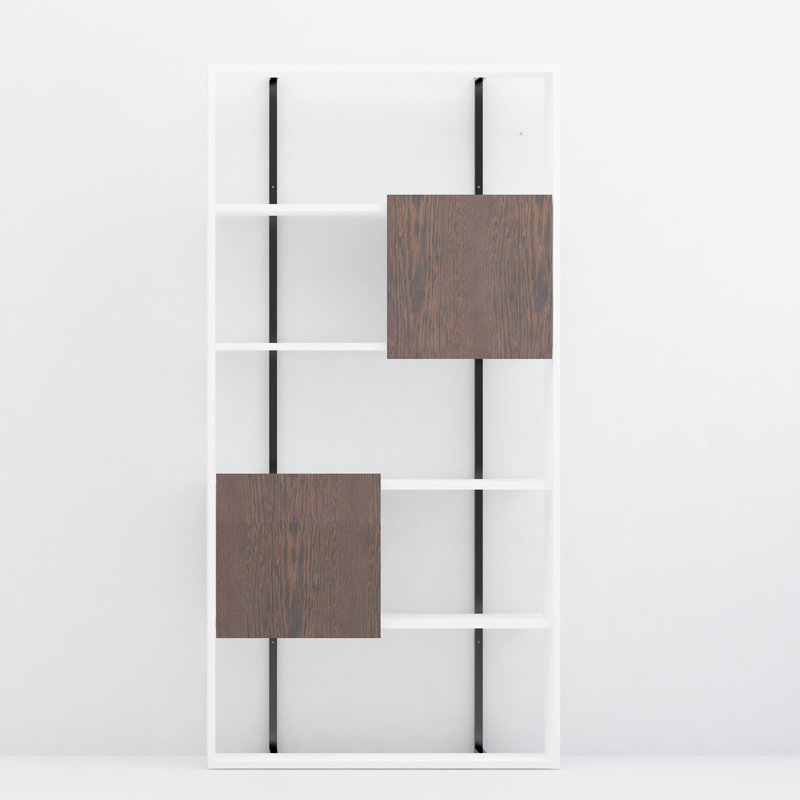Bibliothèque standard H 70,87 "x l 35,43", Blanc / wengé