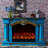 Blue Solid Wood Electric Fireplace