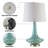 24.25” Modern Vintage Green Glass Table Lamp With Oatmeal Linen Shade-231228534