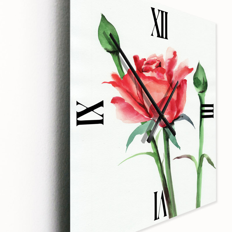 Horloge murale rose rouge avec boutons, Très grand