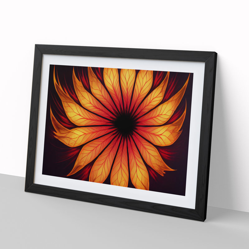 Delicious Modern Flower Abstract - Single Picture Frame Print, Black, 46cm H x 64cm W x 2cm D