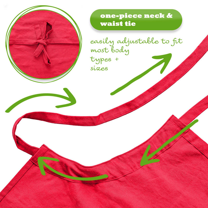 Solid Colour Bib Apron, 2, Red