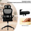 Chaise de bureau ergonomique avec fonction d'inclinaison, extensible et assise en maille confortable pour le bureau à domicile, pivotante et inclinable noire, revêtement respirant réglable.