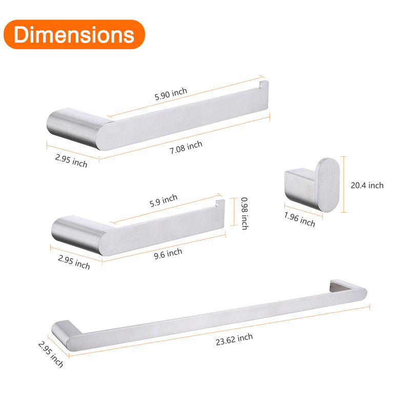 4 - Piece Bathroom Hardware Set, Brushed