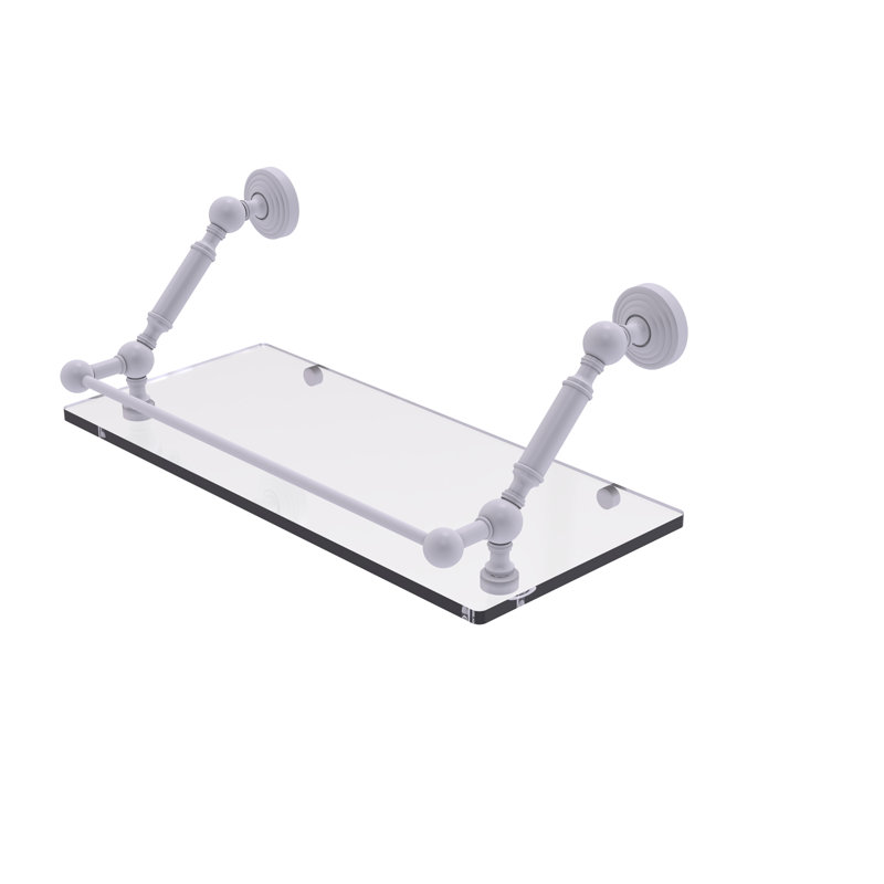 Tablette flottante avec barre de galerie hertzler, Blanc mat, H 7,3 po x l 18 po x P 8,6 po