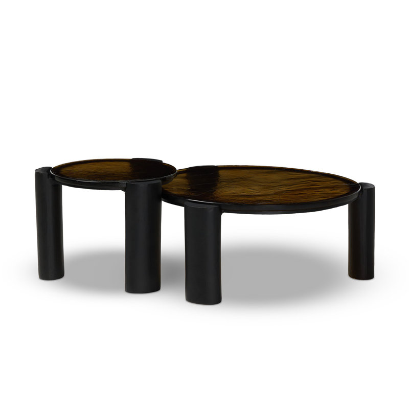 Table gigogne Abela - verre coulé ambre