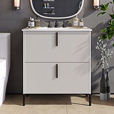 Meuble-lavabo avec lavabo et tiroirs en céramique