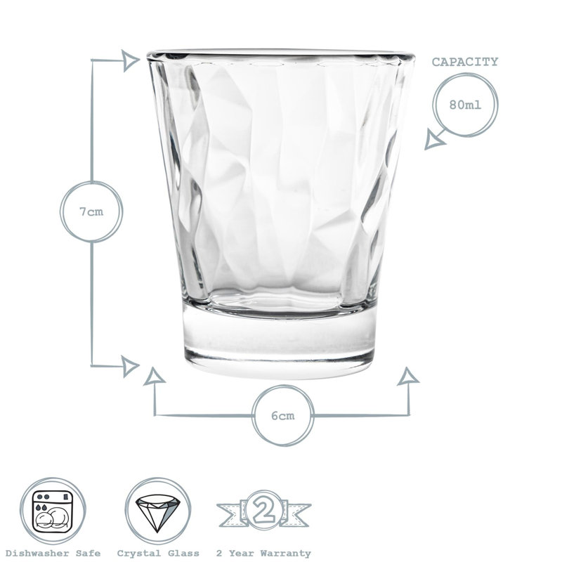 Diamond Shot Glasses - 80ml, 6