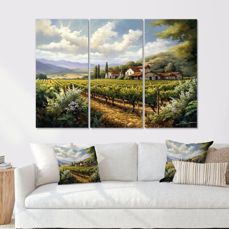 «Vineyard Charm Landscape I», ensemble d'art mural Vineyard, Toile tendue, H 40 po x l 60 po