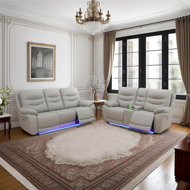 Ensemble de salon inclinable en cuir 2 pièces Luedora