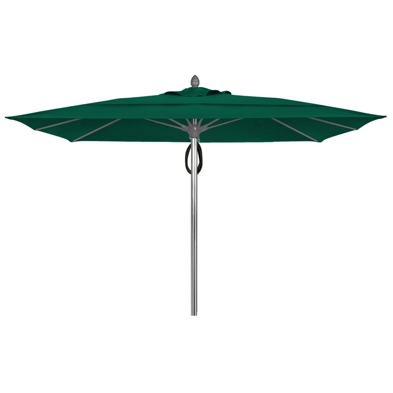 Parasol de marché carré 10 pi Prestige, Aluminium brillant, Velours vert forêt