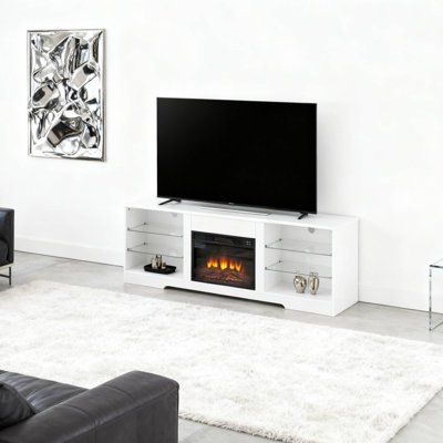Meuble télé 58 po avec chargement par USB, parfait pour les soirées cinéma et l'ambiance de flamme 3D