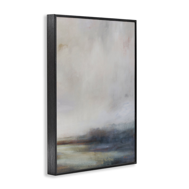 «Misty Gray Landscape», estampe numérique par Simon Addyman, Giclée encadrée noir minuit, H 24 po x l 16 po
