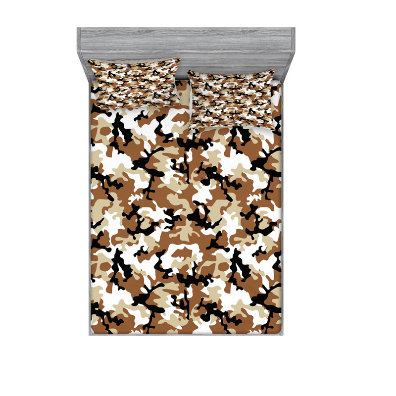 Microfiber Camouflage Sheet Set, Full/Double Sheet Set with Fitted Sheet