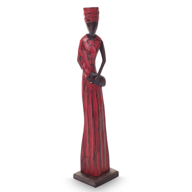 Statue en bois lady de commerçant Croton