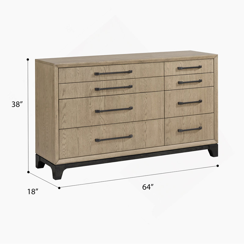 Commode 8 tiroirs, commode horizontale en bois