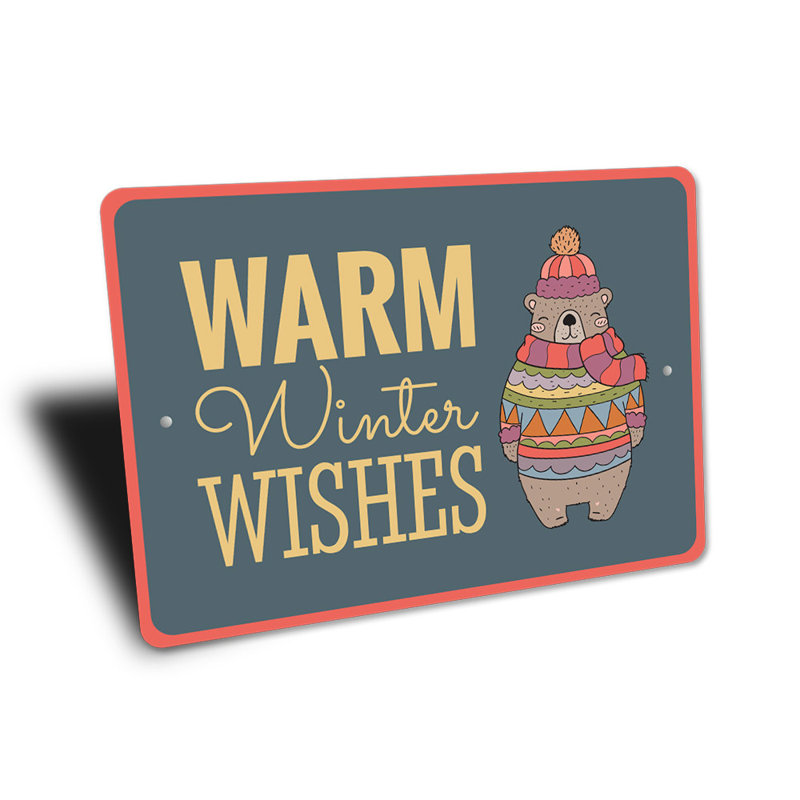 Plaque en aluminium «Warm Winter Wishes», H 12 po x l 18 po x P 0,06 po