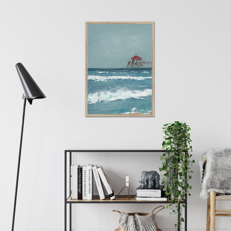 Fishing Pier Diptych I 1 Piece Painting, 80cm H x 55cm W, Natural Wood Framed Paper Print
