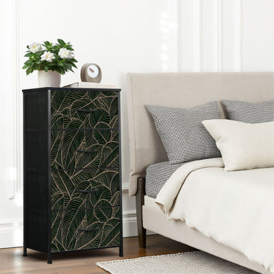 4 Drawer Dresser for Bedroom, Narrow Chest of Drawers, Wooden Top and Study Iron Frame 18"x37.5"-(WxH)