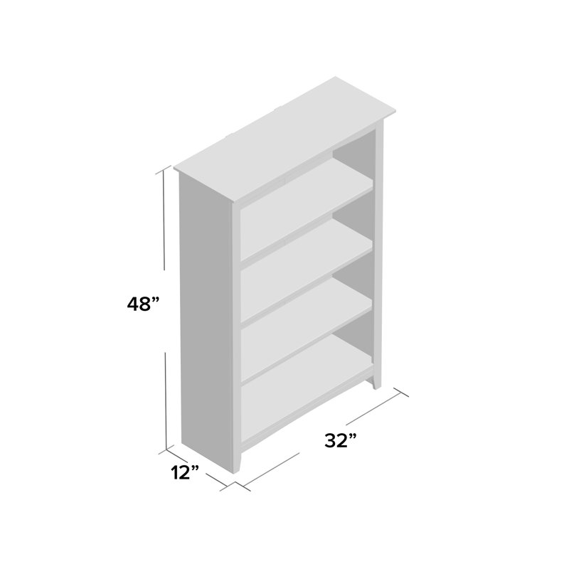 Aspatria Bookcase, (4 Shelves) 48" H x 32" W x 12" D, Washed Gray Taupe