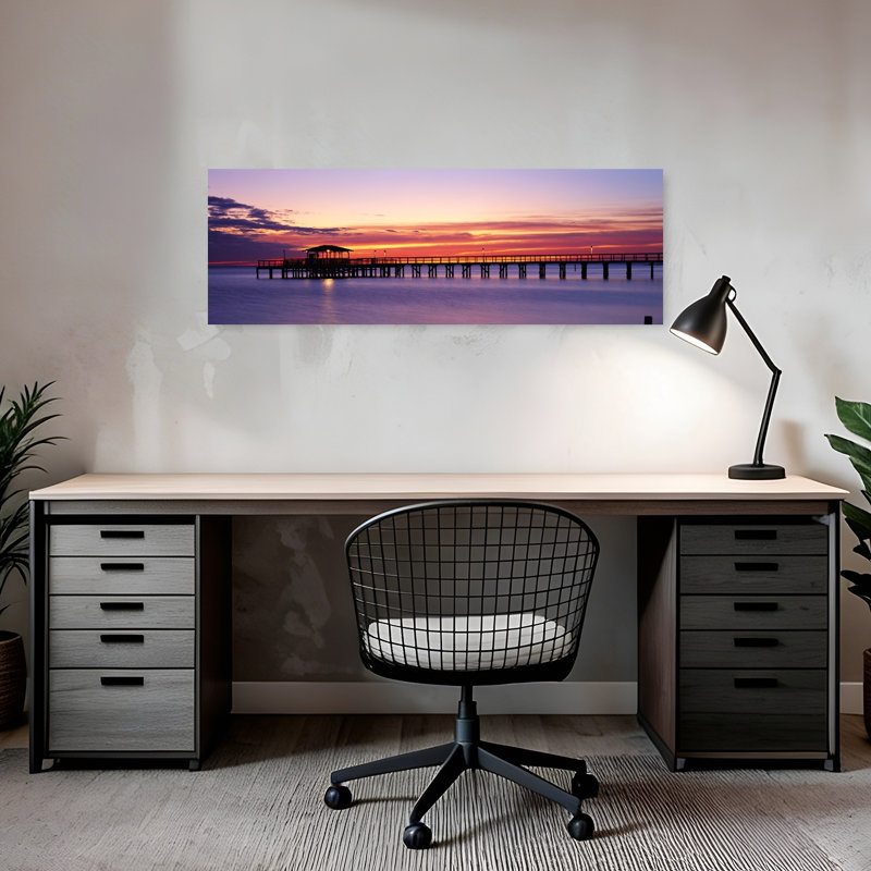 Coucher de soleil, art mural Pier, H 12 po x l 36 po