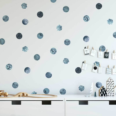Adhésif décoratif planètes bleues