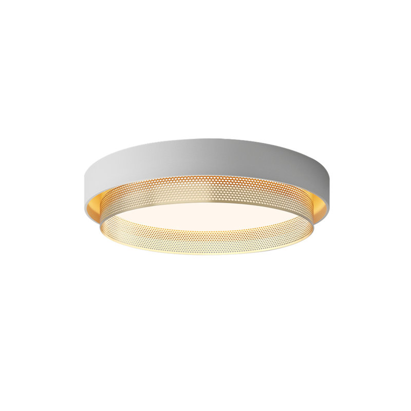 Plafonnier encastré rond à niveaux Pesach, Blanc / Doré, 3000 K
